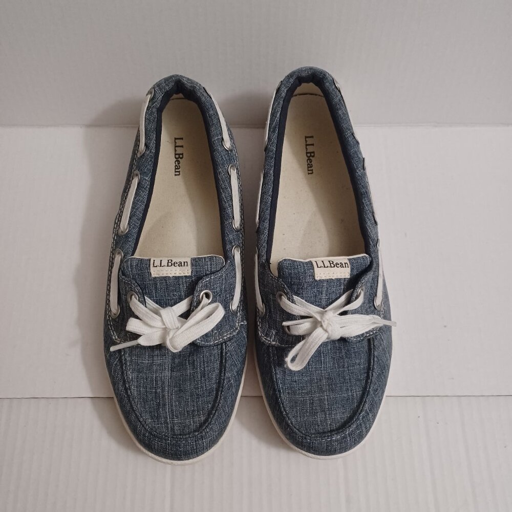 L.L.BEAN DENIM CANVAS BOAT SHOES SIZE 9W